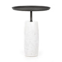 Aveline Cronos End Table - Polished White Marble