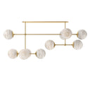 Luxe Armstrong Linear Chandelier - Large Burnished Brass Marbled Matte Glass