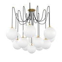 Celestial Spider Chandelier - Large Burnished Brass Opal Matte Glass