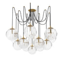 Celestial Spider Chandelier - Large Burnished Brass Clear Ribbon Glass