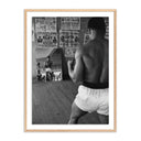 Iconic Capture Cassius Clay Watching Himself In A Mirror - 30X40 White Oak