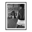 Iconic Capture Cassius Clay Watching Himself In A Mirror - 18X24 Black Maple