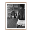 Iconic Capture Cassius Clay Watching Himself In A Mirror - 30X40 Rustic Walnut