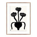 Celeste Collection Woodblock Floral I by Roseanne Kenny - 30X40 Rustic Walnut