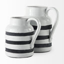 Harmon I Small White w Charcoal Stripes Ceramic Jug - Default Title