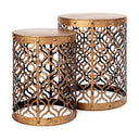Rudebekia Set of 2 16L x 16W Gold Round Metal Accent Tables - Default Title