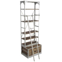 Brodie III 32L x 22W x 94H Medium Brown Wood Silver Accent Four Shelf Shelving Unit - Default Title