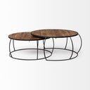 Clapp I Set of 2 41 38 Round Brown Wood Top Black Iron Base Nesting Coffee Tables - Default Title