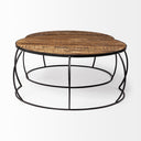Clapp I Set of 2 41 38 Round Brown Wood Top Black Iron Base Nesting Coffee Tables - Default Title