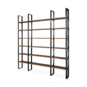 Taunton II 80L x 105W x 90H Dark Brown Wood And Black Iron Six Shelving Unit - Default Title
