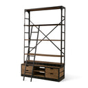 Brodie VIII 57L x 205W x 94H Brown Wood Gun-Metal Ladder Four Shelf Shelving Unit - Default Title