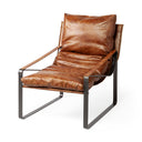 Hornet I 270L x 350W x 360H Brown Leather Unibody Seat w Black Metal Frame Accent Chair - Default Title