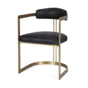 Hollyfield II Black Leather Seat Gold Iron Frame Dining Chair - Default Title