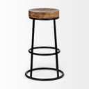 Flynn 2625 Seat Height Brown Wood Seat Black Metal Frame Stool - Default Title