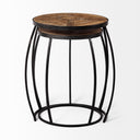 Clapp III Set of 2 20L x 20W Brown Round Wood Top W Black Metal Frame Nesting Accent Tables - Default Title