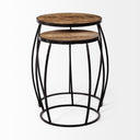 Clapp IV Set of 2 20L x 20W Brown Round Wood Top W Black Iron Frame Nesting Accent Tables - Default Title