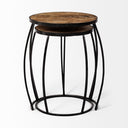 Clapp IV Set of 2 20L x 20W Brown Round Wood Top W Black Iron Frame Nesting Accent Tables - Default Title