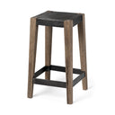 Nell 26 Seat Height Black Metal Seat Foot Rest With Brown Wood Legs Stool - Default Title