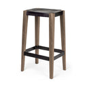 Nell 30 Seat Height Black Metal Seat Foot Rest With Brown Wood Legs Stool - Default Title