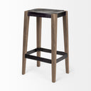 Nell 30 Seat Height Black Metal Seat Foot Rest With Brown Wood Legs Stool - Default Title