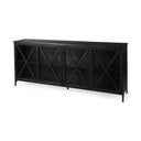 Poppy I 79x16 Black Metal With Glass Door Sideboard - Default Title