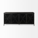 Poppy I 79x16 Black Metal With Glass Door Sideboard - Default Title