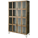 Pandora I 74 H Brown Wood and Metal Glass Door Display Cabinet - Default Title