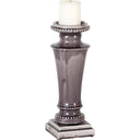Kusma Small Gray Gloss Ceramic Table Candle Holder - Default Title