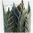 Pana II Large GreenGold Metal Leaf Table Candle Holder - Default Title