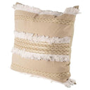 Duston III 22 x 22 Tan and White Fringe Detail Decorative Pillow Cover - Default Title