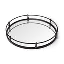 Kimbel 24L x 24W Black Metal Mirrored Base Round Tray - Default Title