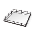 Christa 22L x 22W Black Metal Mirrored Base Square Tray - Default Title