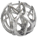 Ramus IV Large 7L x 7W Silver Antler Shaped Decorative Orb Ball - Default Title