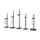 Jarvis Set of Five Dark Brown Metal and Glass Chemistry Inspired Bottles - Default Title