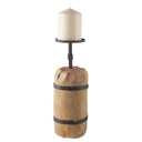 Edgeland I Short Brown Wood Metal Strap Candle Holder - Default Title