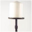 Edgeland I Short Brown Wood Metal Strap Candle Holder - Default Title