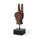 Pacem 4L x 4W Natural Wooden Carved Peace Sign Hand - Default Title