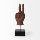 Pacem 4L x 4W Natural Wooden Carved Peace Sign Hand - Default Title