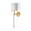 Santander II 65x22 Gold Metal and White Linen Shade Wall Sconce - Default Title