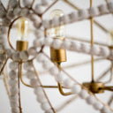 Ava White 34D Gold Metal and White Wood Beaded Six Bulb Chandelier - Default Title