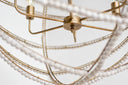 Ava White 34D Gold Metal and White Wood Beaded Six Bulb Chandelier - Default Title