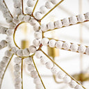 Ava White 34D Gold Metal and White Wood Beaded Six Bulb Chandelier - Default Title