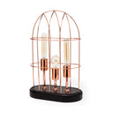 Sutton 193H Rose-Gold Metal Cylindrical Cage Three Bulb Table Lamp - Default Title