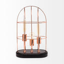 Sutton 193H Rose-Gold Metal Cylindrical Cage Three Bulb Table Lamp - Default Title