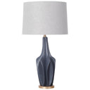 Bravar III 30 Gray-Blue Resin Base w Gray Fabric Shade Table Lamp - Default Title