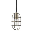 Hines I 4x8 Antiqued-Brass Metal Cage Pendant Light - Default Title