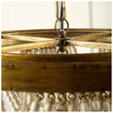Pendra 26x23 Gold Metal Whitewashed Wooden Bead Three Bulb Chandelier - Default Title