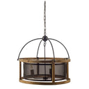 Penhill 25x24 Black and Wooden Three Bulb Chandelier - Default Title