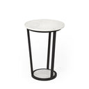 Bombola I Small 15L x 15W White Round Marble Top WBlack Metal Frame Accent Table - Default Title