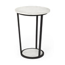 Bombola II Large 18L x 18W White Round Marble Top WBlack Metal Frame Accent Table - Default Title
